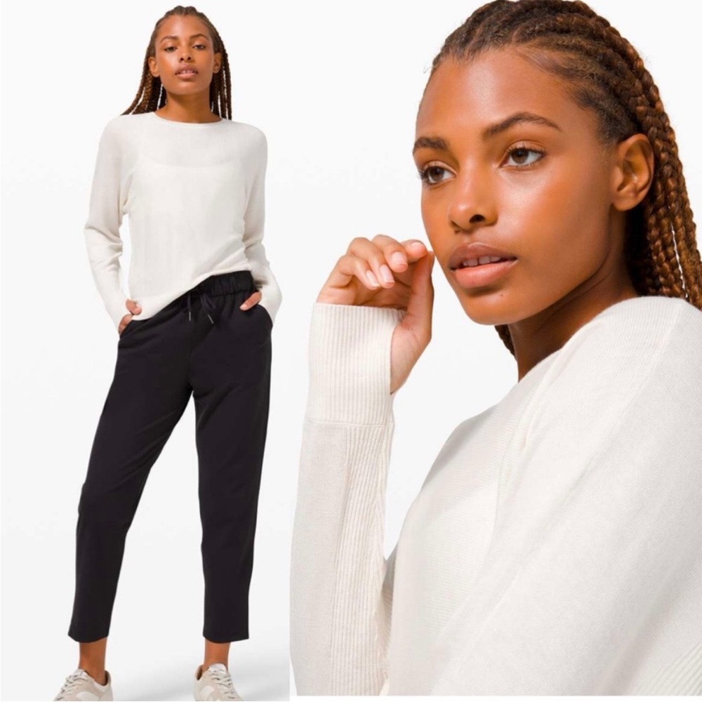 lululemon CashLu Cashmere Knit Pullover Sweater Heathered White Opal‎